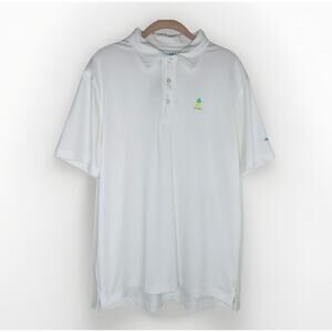 CHUBBIES The Weekend Has Arrived Polo M White 🍍 Logo Performance Golf Shirt EUC